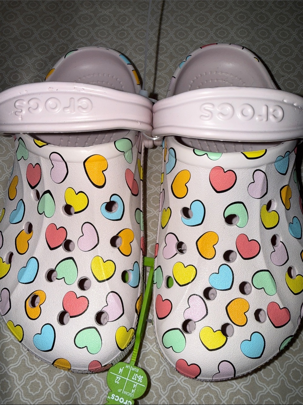 CROCS Kids Pink Heart Print Clogs